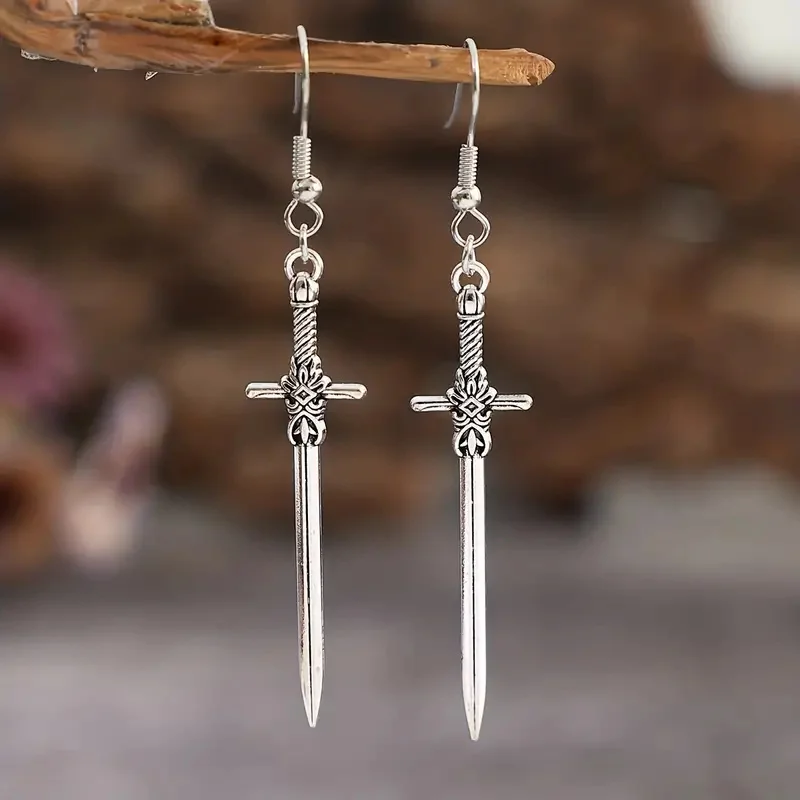 Cross Earrings Dangle Drop Pendant Long For Women Gothic Jewelry