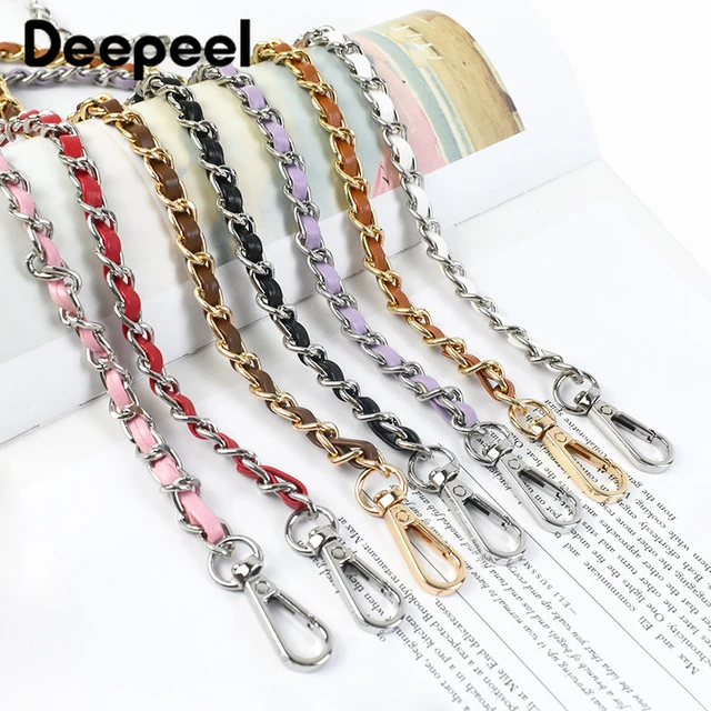 100/120cm Bag Metal Chain Leather Bag Strap Accessories For Handbags Black  Leather Chain Shoulder Straps Bag Strap For Crossbody - AliExpress