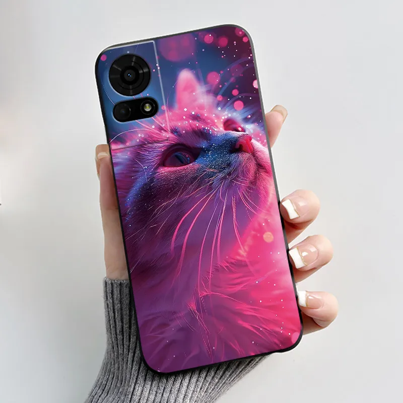 Cute Cartoon Soft Silicone Protective Phone Case - Black
