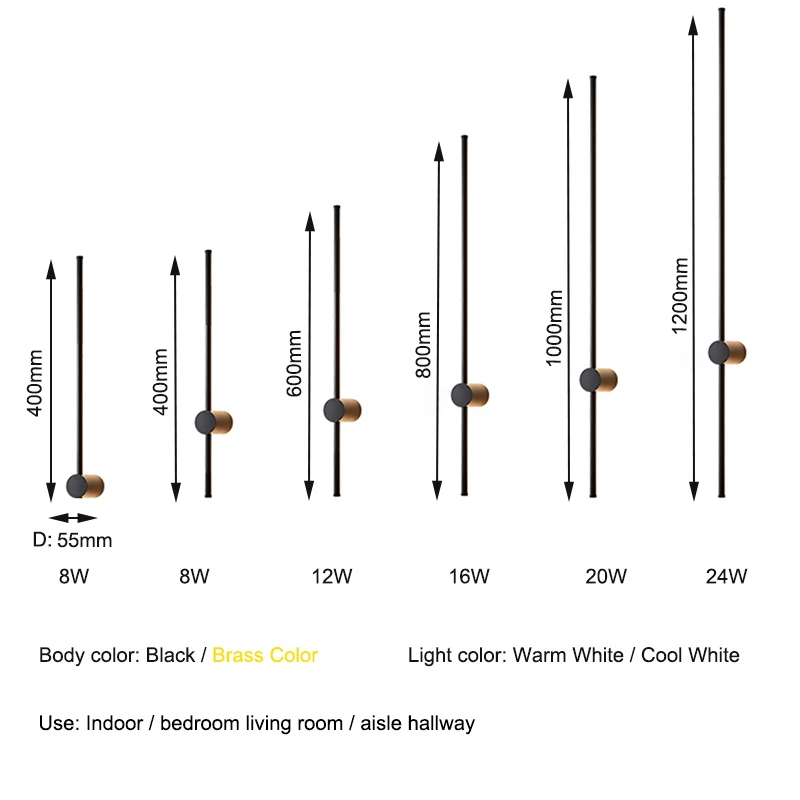 Nordic Modern LED Longer Wall Lamp Living Room Bedroom Bedside Decor Lamp Bathroom Mirror Stair Minimalist Design Light Fixtures