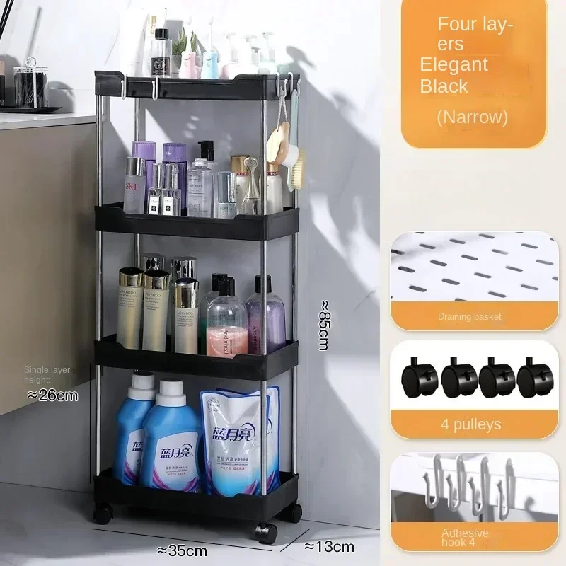 Bathroom Storage Rack With Wheels 3/4 Layer Rolling Utility Cart Bathroom Storage Organizer Multi-purpose Utility Cart storage rack bathroom shelf rack bathroom storage rack storage trolley