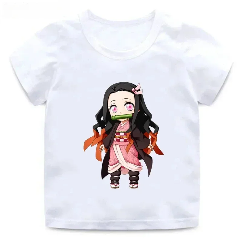 Summer Cotton Funny Children T-Shirts Fashion Baby Clothes Anime Demon Slayer Kamado Nezuko Printed Girls T Shirt Kids Tees Tops 4