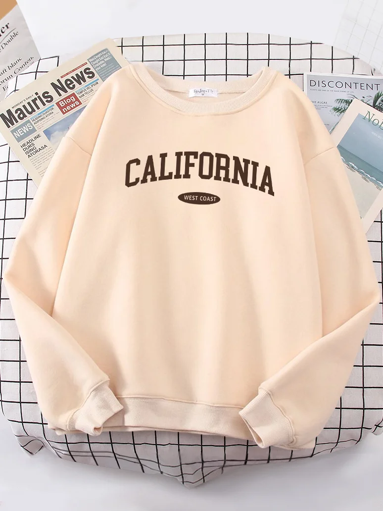 

California West Coast Letter Printed Hooded Thick Fashion Sportwear Warm Comfortable Woman Hoodies Oversize Winter Women Hoody