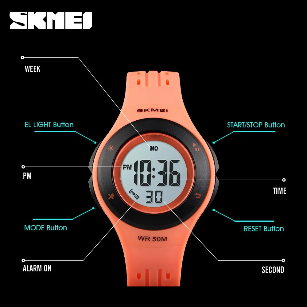 Skmei LED Sport Style Children Watches Boy Girl Fashion Digital Watch 5Bar Waterproof Watch Montre Enfant Kids Watch 1455 5