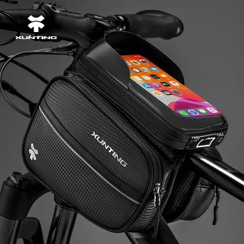 Xunting borsa per Mountain Bike borsa per manubrio anteriore antipioggia custodia per cellulare da 6.8 pollici borsa per tubo superiore per bicicletta accessori per ciclismo