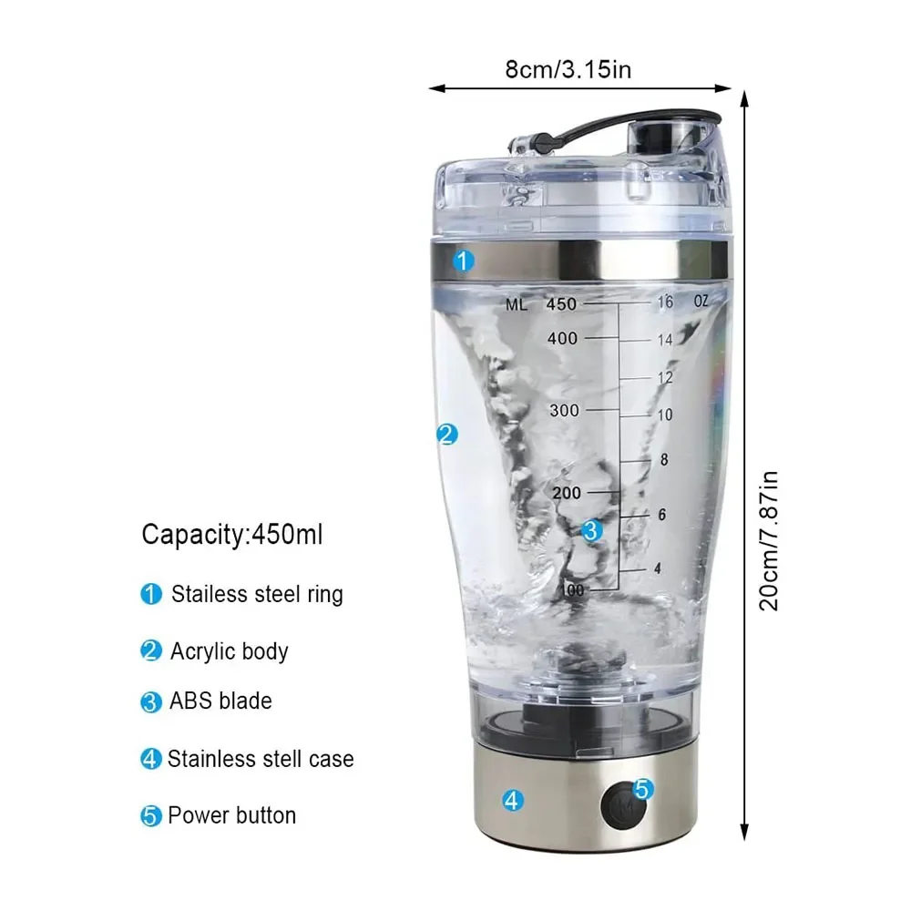 450/600ml Electric Protein Shaker Bottle USB Rechargeable Blender Portable  Protein Mixing Cup Gym Accessories For Home Kitchen - AliExpress