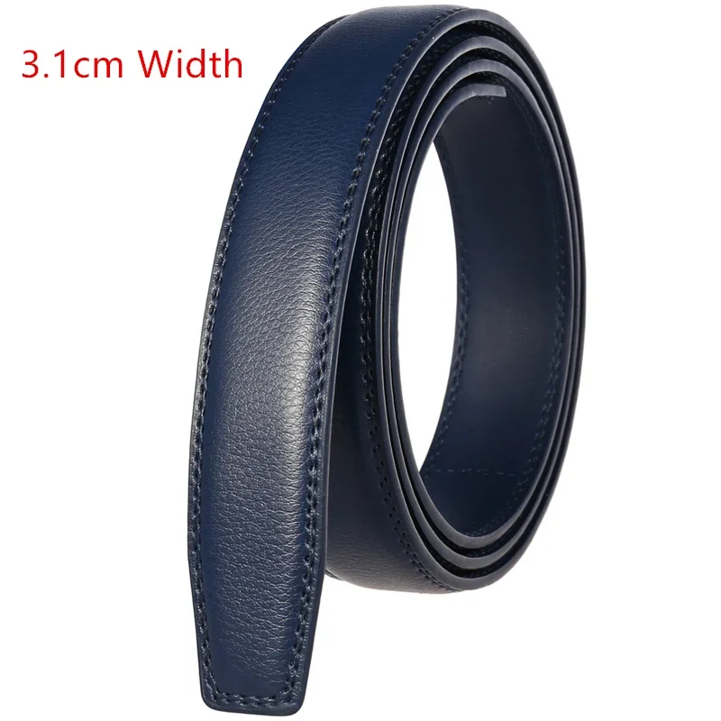 Leather Belt Mens Belt 3-3.1cm Width No Buckle Automatic Ratchet Non-porous Strap