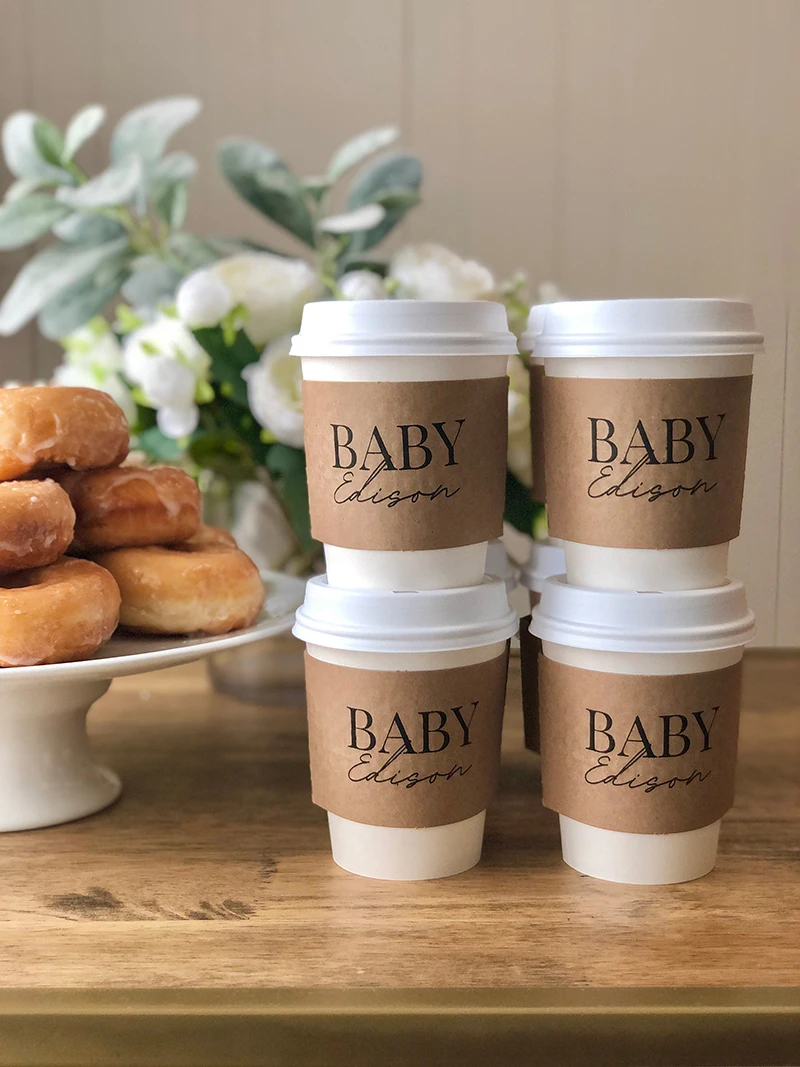 Personalized Disposable Ice Coffee Cup Sleeves Wedding Party Heat-Insulated Cup Holders... - SKU DCCS1225 - UGI Packaging