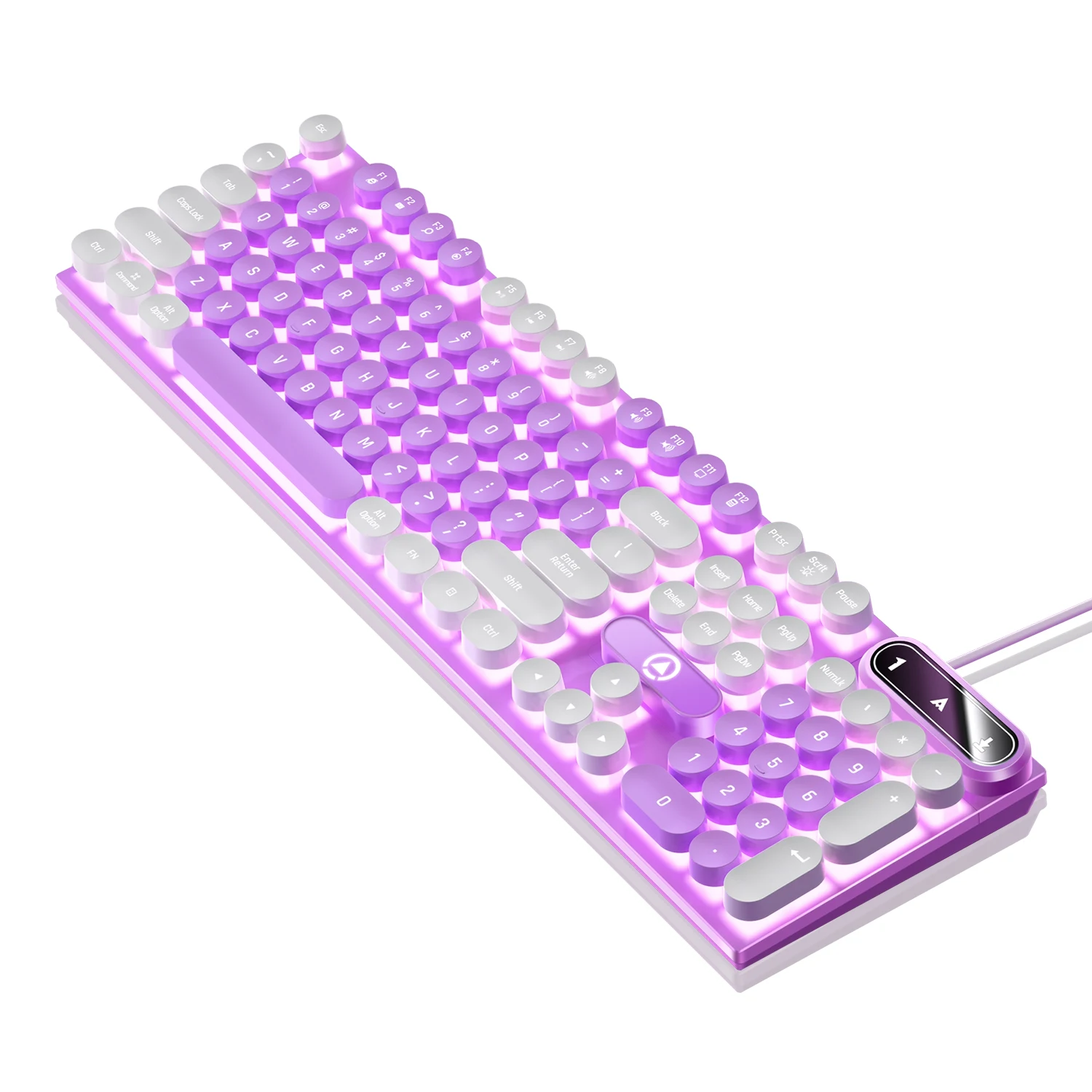 Teclado Redondo do Jogo da Máquina de Escrever 104 Chaves Teclado Prendido Cor Combinando Retroiluminado Computador E-sports Periféricos para Desktop Portátil - Imagem 5