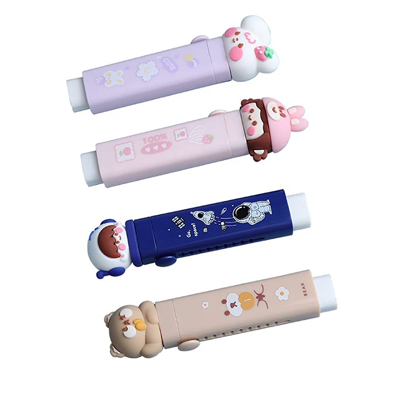 고양이 발 모양 지우개, 개폐식 펜 지우개 스틱 및 리필 귀여운 고무, 어린이 학생 학교 사무실 문구 고양이