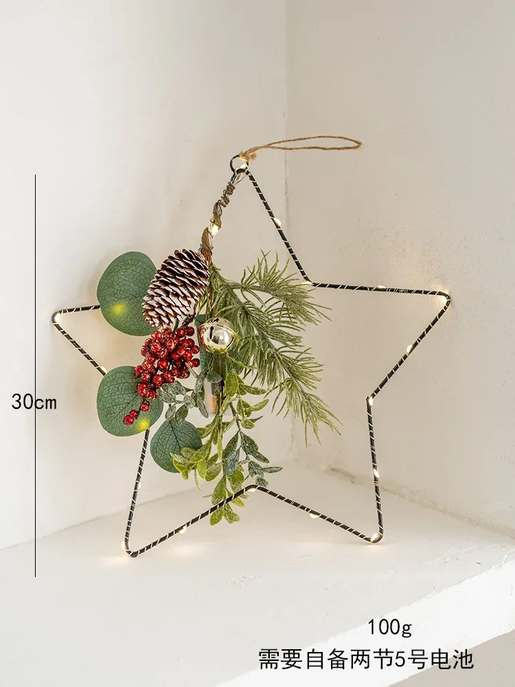 thumbnail image 1 of Guirnalda de luces LED con flores de Pascua artificiales, ramas de pino, guirnalda navideña para hacer tú mismo, decoraciones navideñas para el hogar, 1 of 5