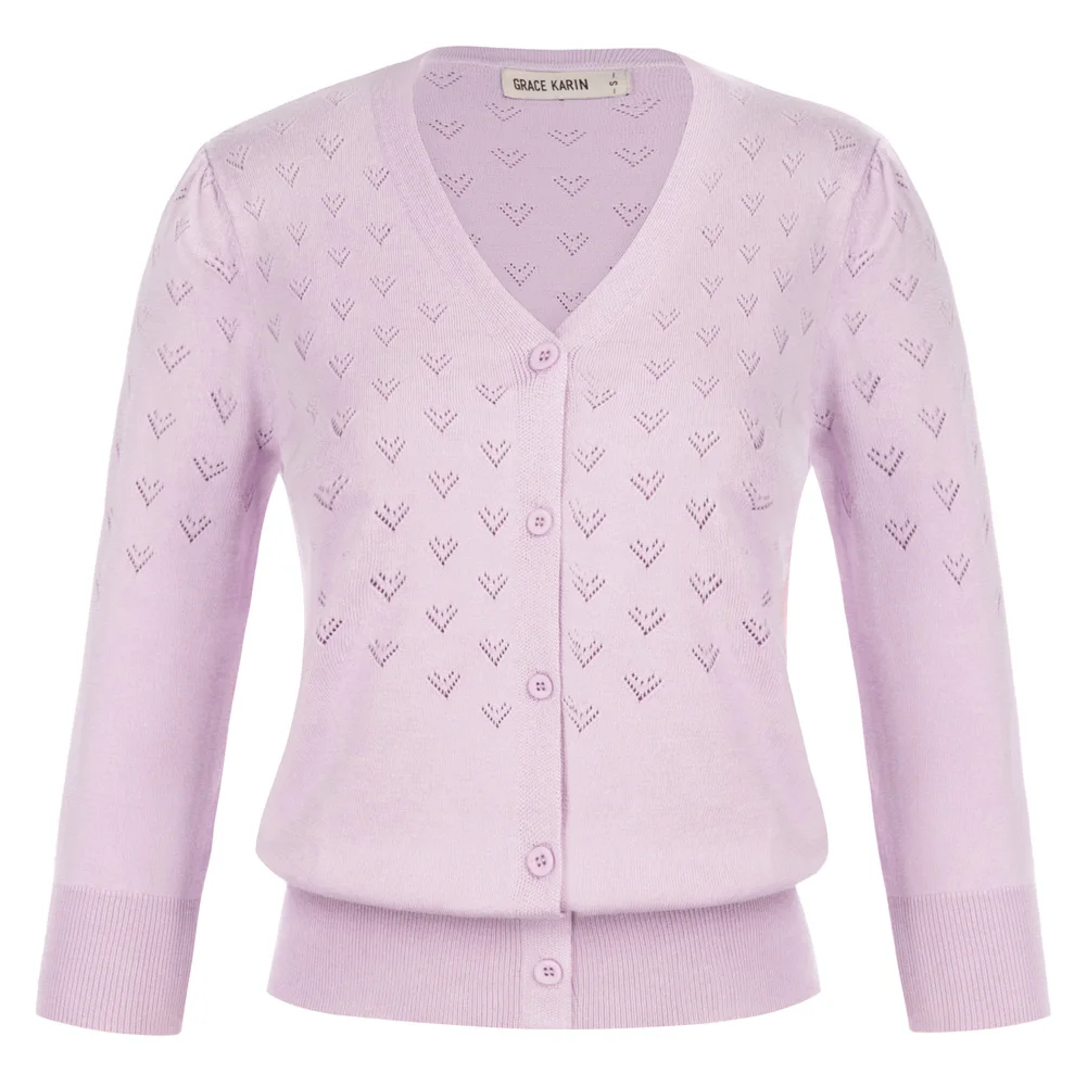 Cardigan Donna Grace Karin Maniche 3/4 - Maglieria Leggera Aperta Con Tasche E Girocollo - Foto 5