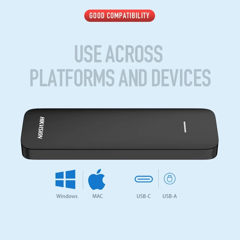 HIKSEMI-(Hikvision) 휴대용 하드 디스크, SSD 256G/512G/1TB/2TB, 외장 솔리드 스테이트 디스크, 하드 스토리지, 노트북/데스크탑