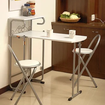 Tavolo da bar pieghevole bianco minimalista Set 2 sedie Soluzione da pranzo compatta per bistrot per risparmiare spazio nel bar domestico 1
