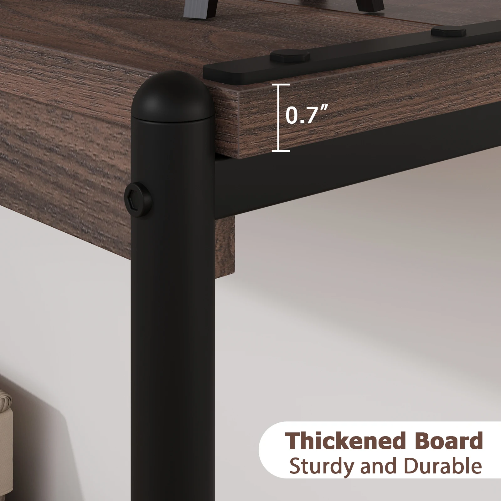 100cm Rustikaler Konsolentisch im Landhausstil 2-stufiger Beistelltisch mit Ablage für Eingangsbereich, hinter dem Sofa, Wohnzimmer oder Flur – Detail 6