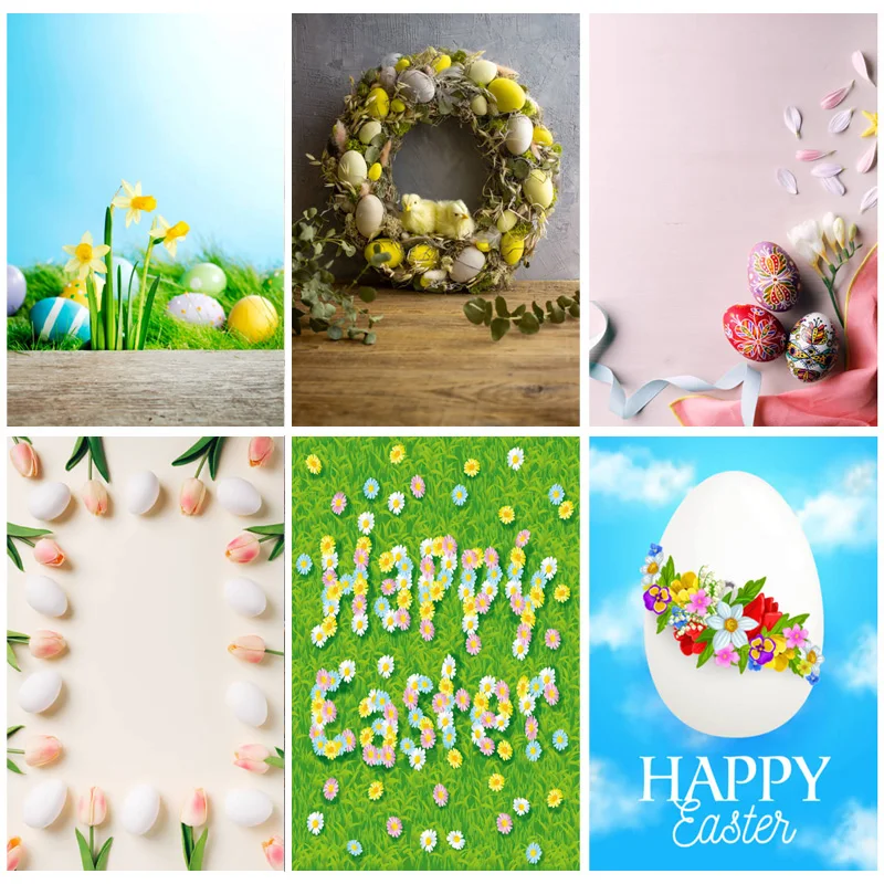 

Vinyl Custom Easter Eggs Photography Backdrops Photo Studio Props Spring Flowers Child Baby Portrait Photo Backdrops 2218 KL-12