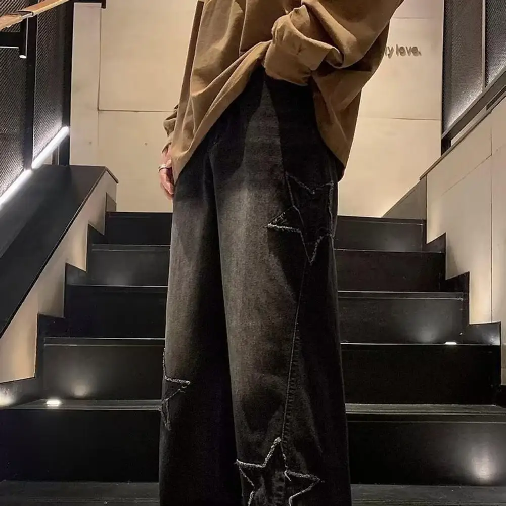 Star-shape Jeans Men's Autumn/winter American Style Trendy Brand Pants Middle School Student Straight-leg Loose-fit Bell Bottoms