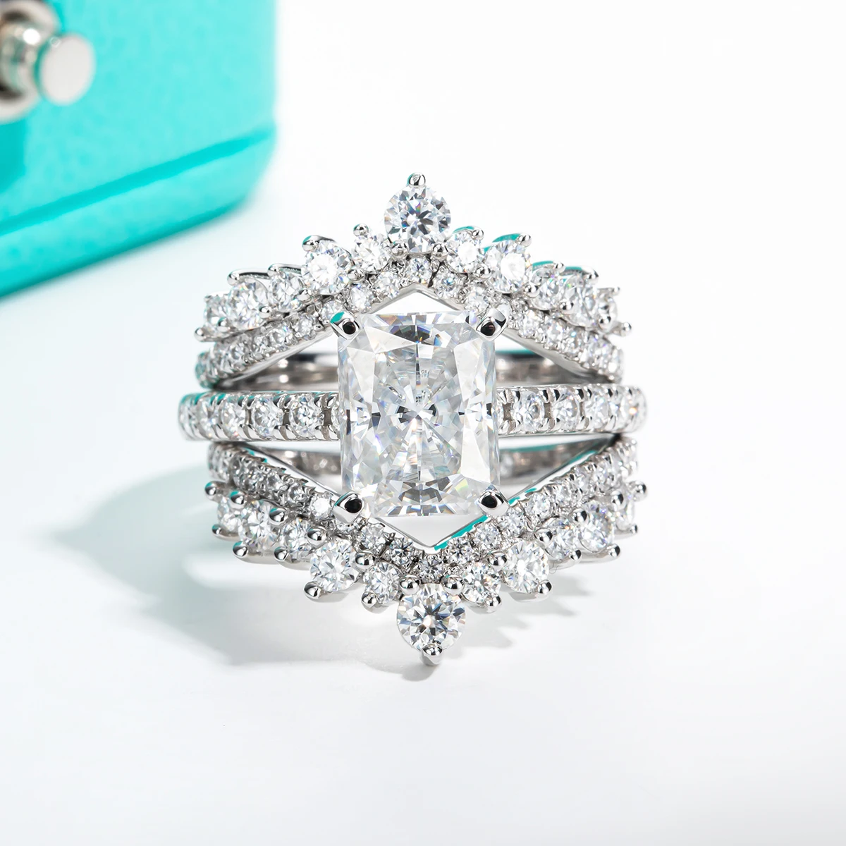 AnuJewel 3ct D Color Radiant Cut Moissanite Engagement Gold Plated 925 Sterling Silver Rings For Woman Customs Jewelry Wholesale 5