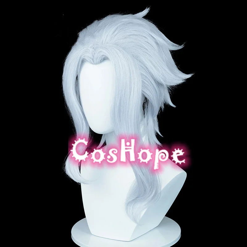 Dottore 코스프레 가발, 짧은 연청 가발, 애니메이션 코스프레 가발, 내열성 합성 가발, 50cm