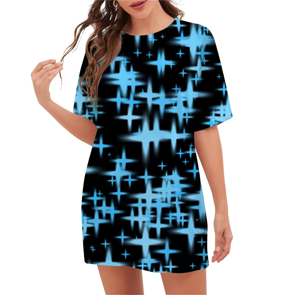 

Женская футболка CLOOCL, оверсайз, четырехконечная звезда, графика 3D, топы с принтом, пуловер, футболка с коротким рукавом, женская модная одежда