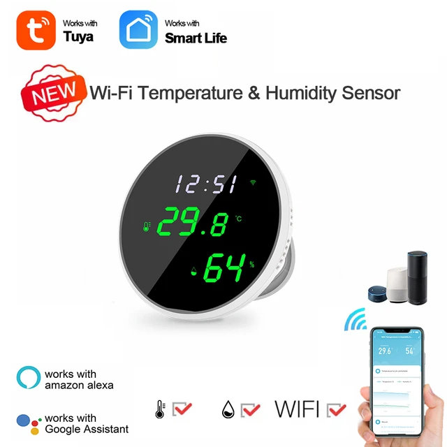 Tuya Wifi Temperature Humidity Sensor Hygrometer Infrared Sensing Backlight  Thermometer Via Smart Life Alexa Google Assistant - Temperature Sensor -  AliExpress