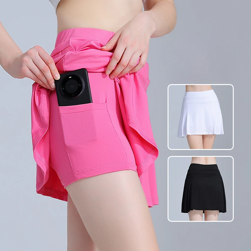 Solid Color Badminton Skirt Tennis Skirt Spot Quick Dry Anti-Slip Yoga Fitness Running Sports