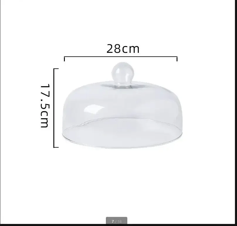 1Pcs Transparent Round Glass Cover Dustproof Restaurant Hotel Fresh Food Cake Cover Chinese Style Durable Food Protective