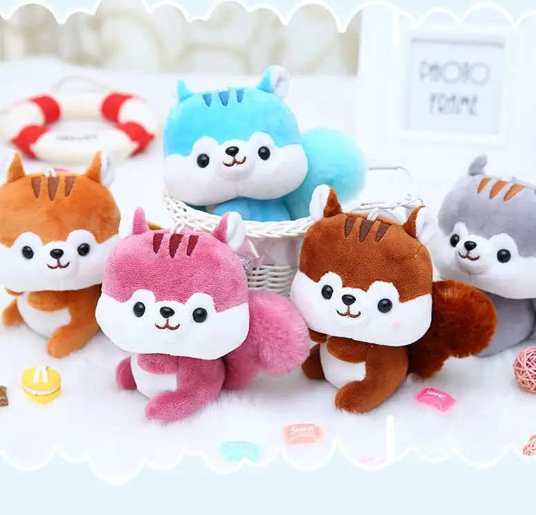 

13CM Cartoon Squirrel Plush Keychain Pendant Dolls Cute Stuffed Animals Plush Toys Children Bag Hanging Home Decoratio Doll