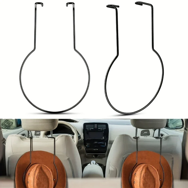 Car cowboy hat hook holder metal vehicle headrest hook for caps durable hat rack accessory for truck SUV car interior accessory car seat headrest hook car storage hook