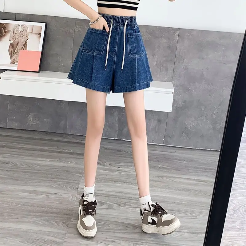Large Size Denim Shorts Skirt for Women's Spring/summer Thin A-line Wide Leg Loose High Waist Slimming Fashion Shorts