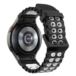 Breathable Sports Silicone Strap - Replacement Wristband - Galaxy 4 Classic (Black White)
