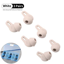 Enhanced Silicone Earplugs - Anti - Drop Ear Tips with Stabilizing Wings (6 - Pack) for Neck - Mounted Headphones (White)
