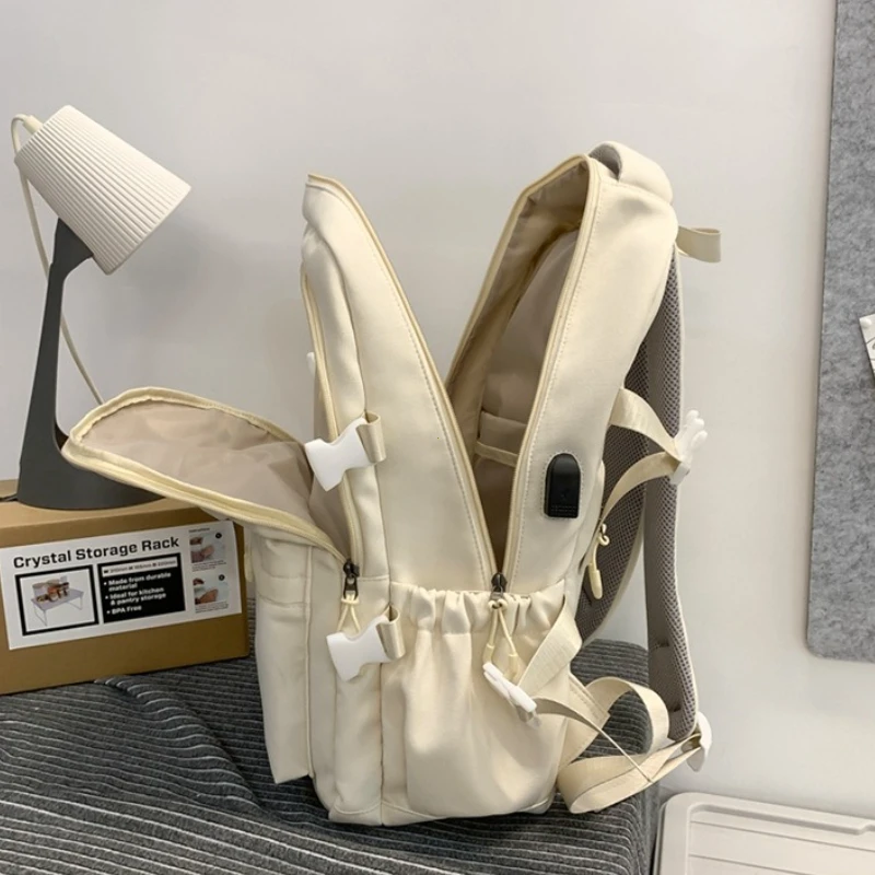 Black Solid Color Backpack for High School Students