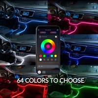 64 Colors RGB Symphony Car Ambient Light 6/10/18 in 1 Interior Acrylic LED Strip Light Decoration Atmosphere Lamp By APP Control - Image 2