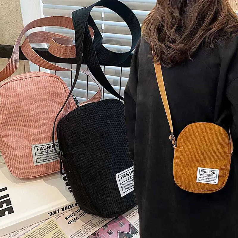 

Girls's Small Casual Bags Mini Square Shoulder Storage Handbag Corduroy Crossbody Messenger Kids Fashion Designer Zipper Bag