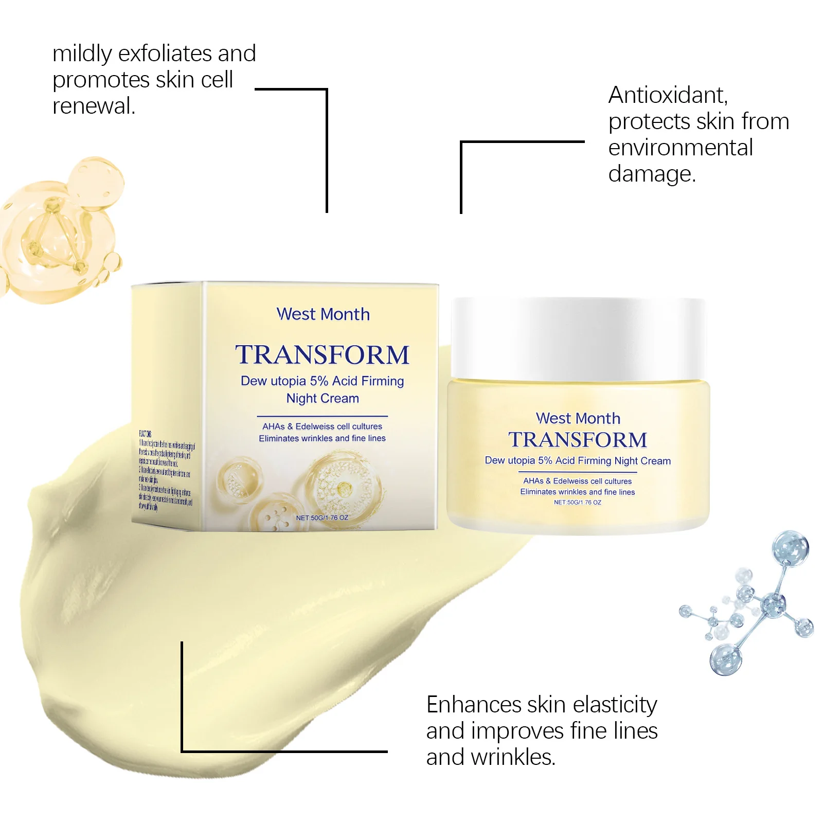 Night Cream Anti Aging Remove Wrinkles Reduce Fine Lines Lift Whitening Moisturizing Oil Control Tighten Neck Face Firming Cream - Image 4