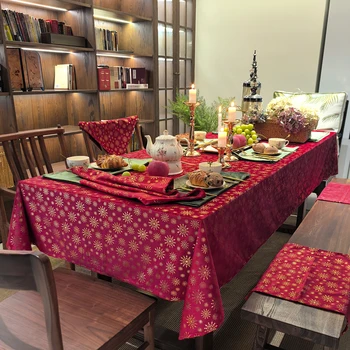 1Pc Christmas Snowflake Velvet Tablecloth, Christmas Atmosphere Decoration, Suitable for Holiday Atmosphere Embellishment