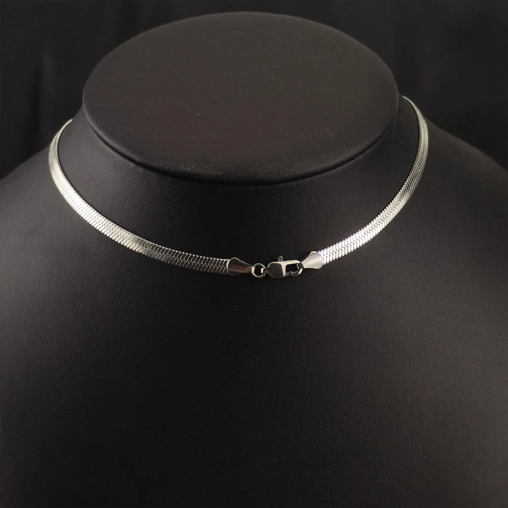 

Steel Tone Necklace Stainless Steel Women Girl Ultra-Thin Clavicular Snake Chain Jewelry 4mm Width