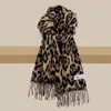 Vintage Leopard Tassels Shawl Imitation Cashmere Thickened Winter Warm Scarf Windproof Foulard Pashmina Hijabs for Women Man 2