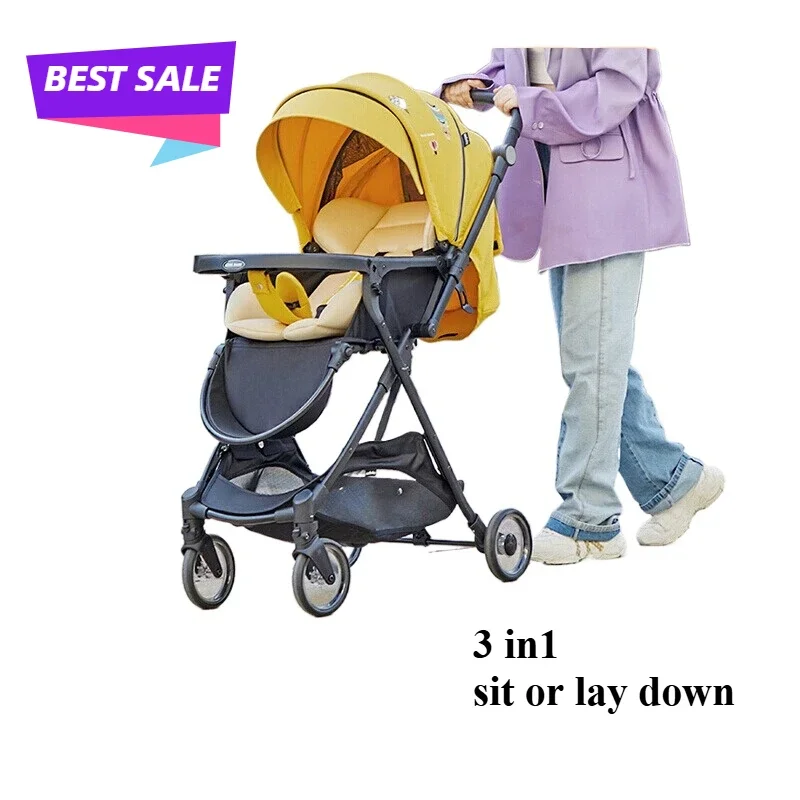 Sitting and reclining stroller 0 to 3 years old Lightweight folding high-view children's baby two-way stroller