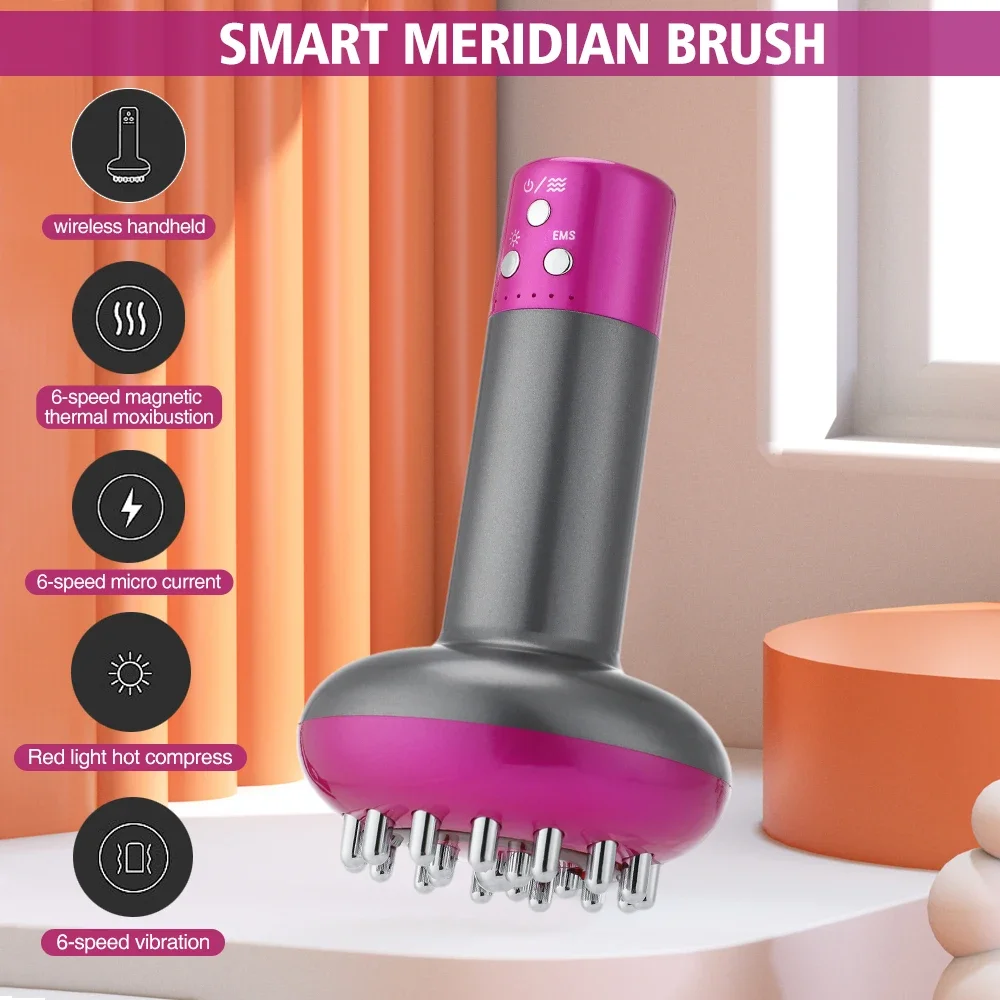 Intelligent Meridian Massage Instrument Microcurrent vibration Red Light Heat Body Lymphatic Physiotherapy Meridian Guasha Brush