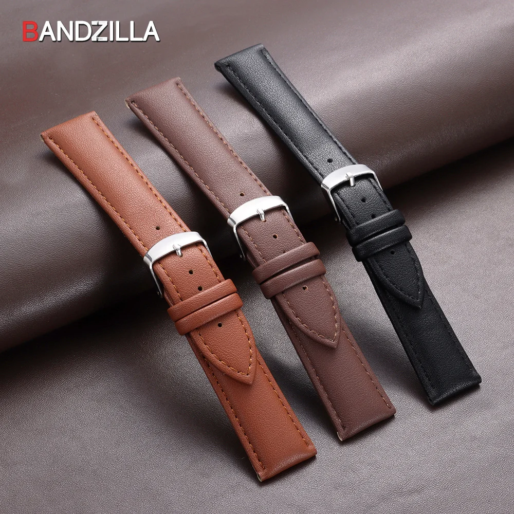 Elegant Universal PU Leather Watch Strap with Pin Buckle – Comfortable Wristwatch Replacement Band