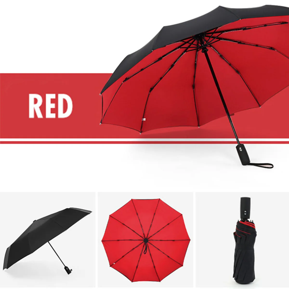 Automatic Sun Umbrella Long Handle Extra Large Wind Resistant Double Layer