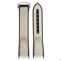 Enhanced Silicone Sport Strap with Curved End and Folding Buckle - 20mm Watch Band - 20mm (Khaki dark brown)
