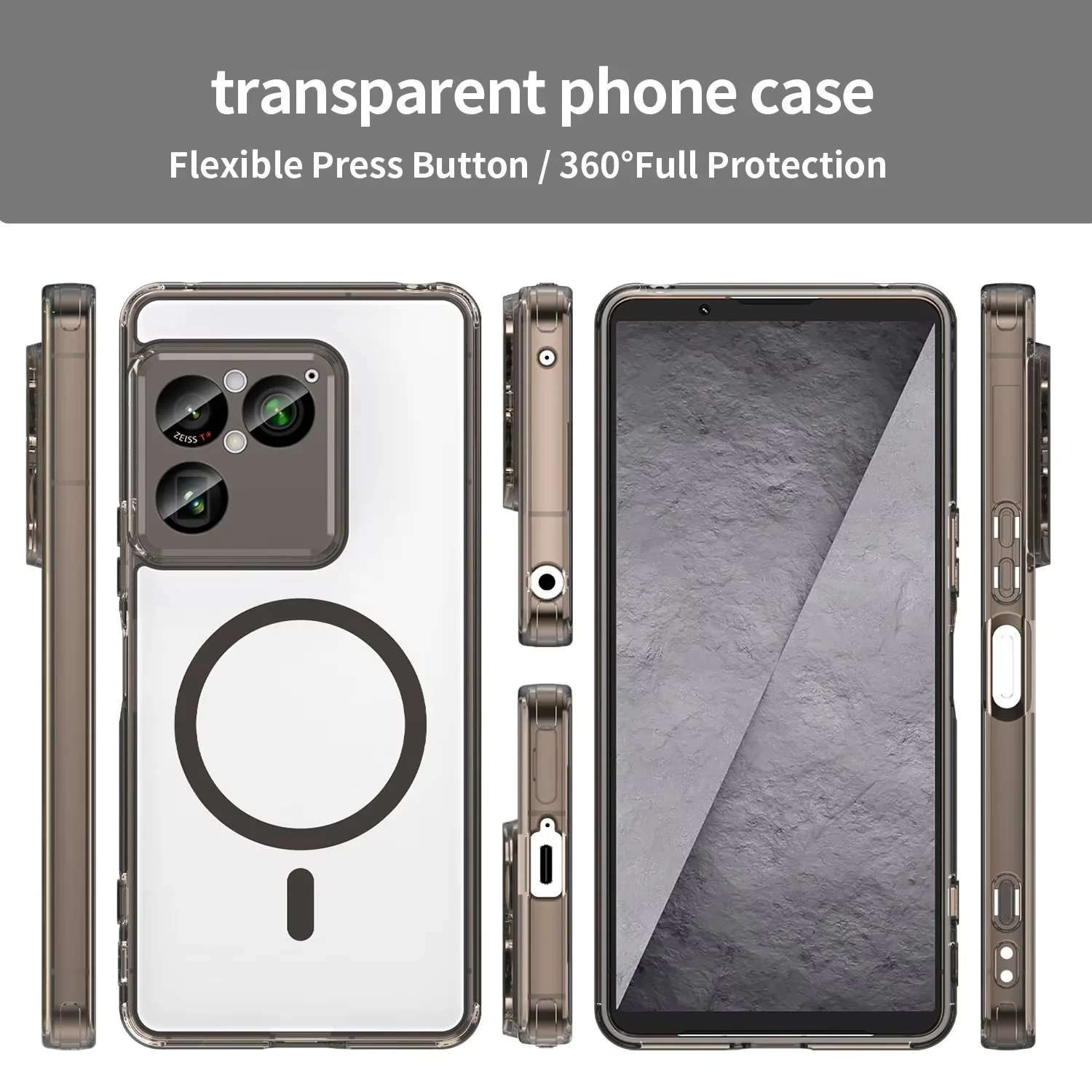 Clear Acrylic Hard Magnetic Shockproof Protective Case with MagSafe Compatibility