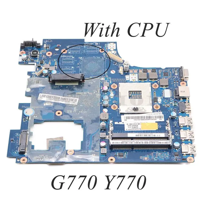 

PIWG4 LA-6758P REV 1A Mainboard For Lenovo IdeaPad Y770 G770 17'' Laptop Motherboard UMA HD DDR3 With CPU