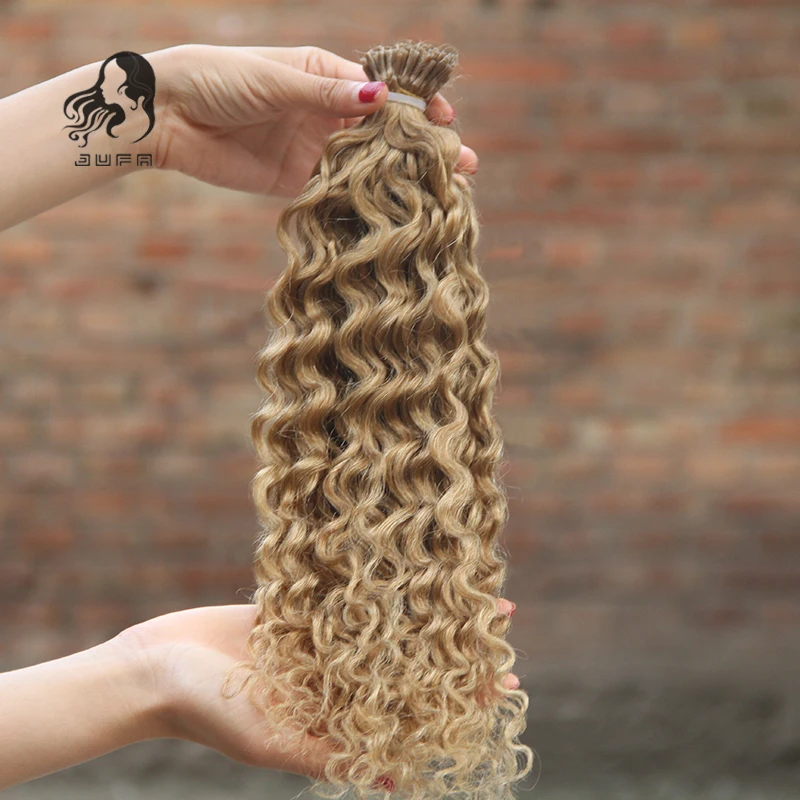 High Quality Chinese Deep Curly Keratin Capsules Human Fusion Raw Virgin Hair Pre Bonded Deep Wave I Tip Human Hair Extensions
