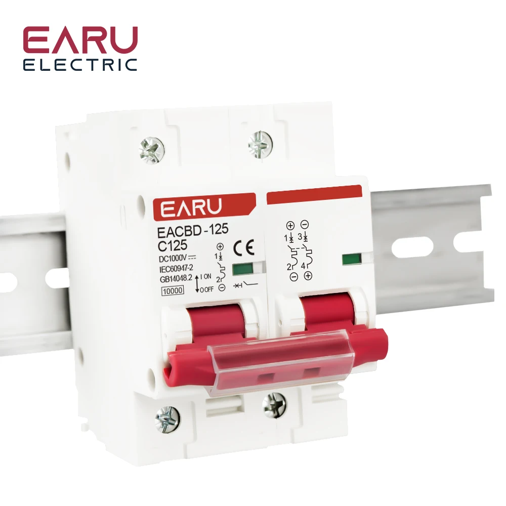 DC 1000V 1P 2P 3P 4P Solar Mini Circuit Breaker Overload Protection Switch6A~63A