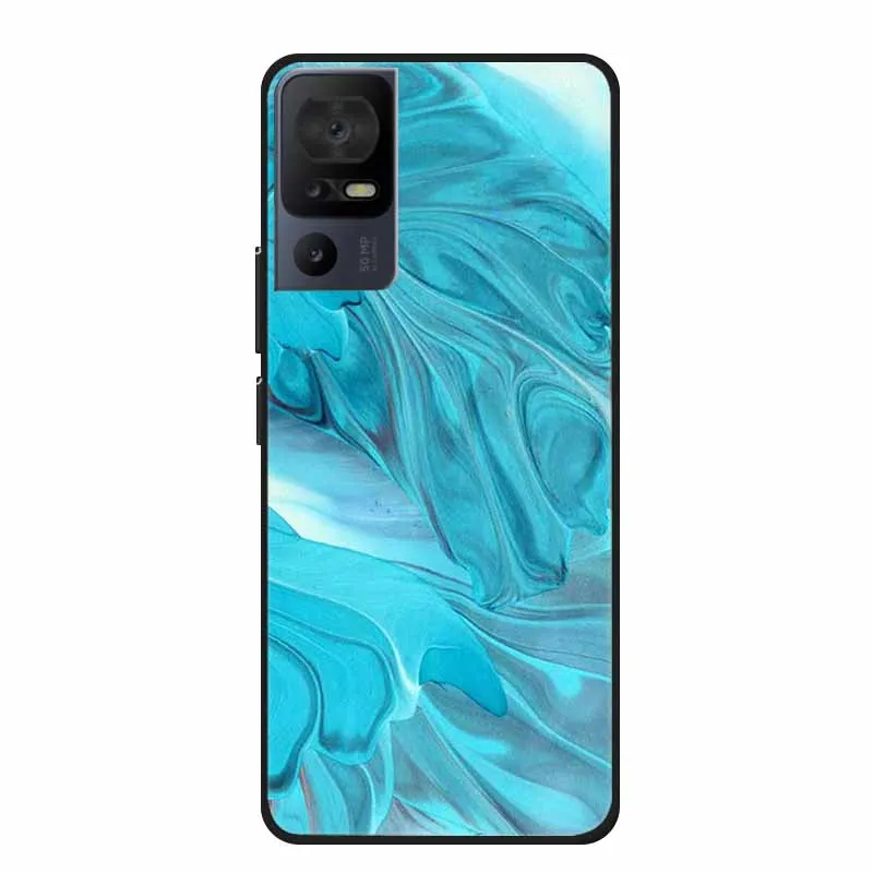 Luxury Silicone Protective Soft Phone Case with Marble Art Design in Vibrant Colors