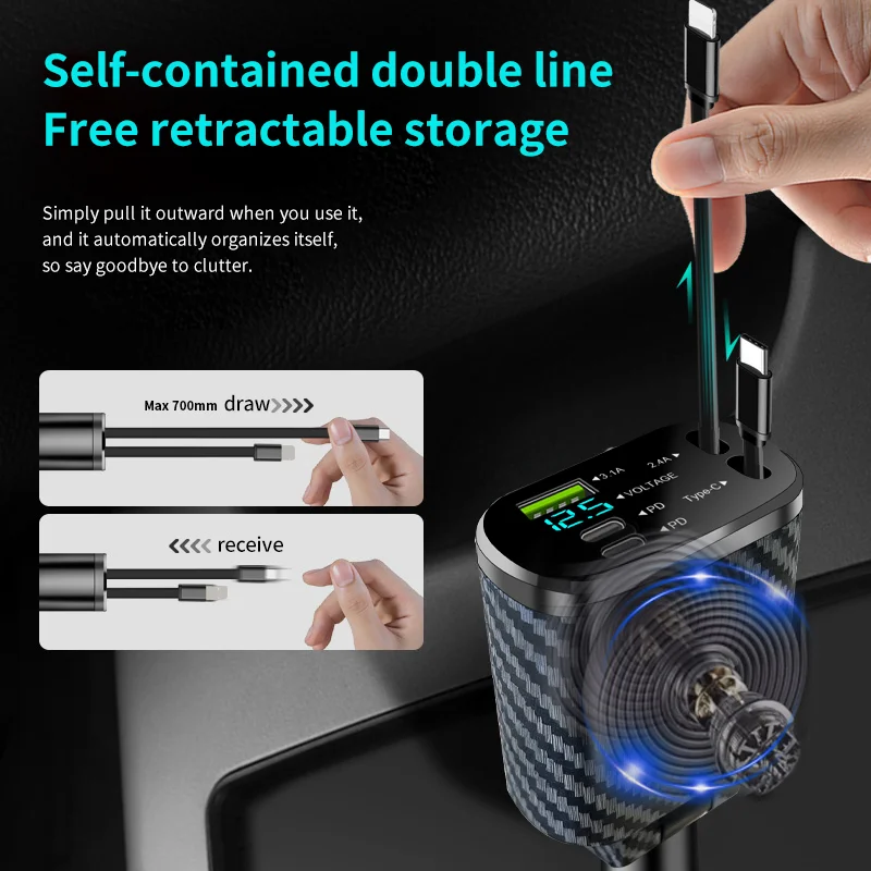 Multifunktionales 5-in-1-Dual-USB-Superschnellladegerät mit LED-Anzeige_voghion.com